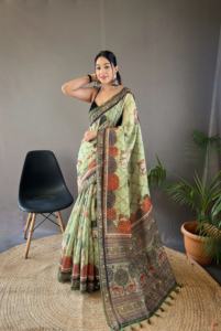 Nueva Colección de Saris de Seda de Algodón Puro con Elegantes Estampados, Sari para Mujer, Sari Nupcial, Disponible en Grandes Cantidades desde India - Product Image 4