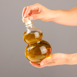 380ml 500ml cinese stile Vintage a forma di zucca bottiglie di liquore di vetro chiaro Gourd spiriti bottiglia di vetro con sughero di legno - Product Image 2