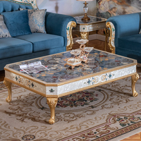 Ensemble de canapés en bois massif de style néo-classique rococo, fauteuils sculptés turcs bleu paon pour mobilier de luxe de grande maison