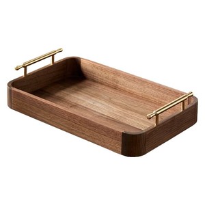 Shijie Rectangular Black Walnut Wood <b>Tray</b> With Handle For <b>Tea</b> Serving And Snacks 5.4cm - Product Image 5