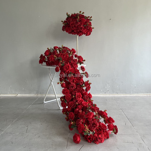 70 सेमी अनुकूलित व्यवस्था रेड वेडिंग सेंटरपीस रेशम लाइट गुलाबी गुलाब की शादी की सजावट के लिए कृत्रिम फूल बॉल - Product Image 6