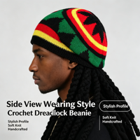 Bonnet tricoté 100% acrylique avec broderie 3D Rasta Dreadlock, fausses dreads, rayures Reggae, casquette de fête à motif, unisexe, chaud pour l'hiver, déguisement