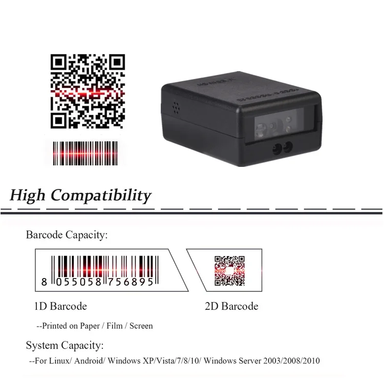 China Factory Supply 2D Mini Barcode Scanner Module Auto Sensor QR Code Reader for Kiosk