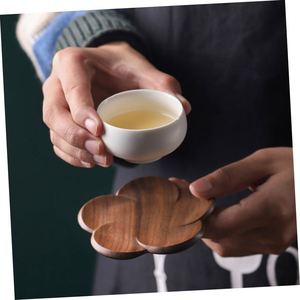 Posavasos Moderno para Tazas de Té, Directo de Fábrica, con Logotipo Personalizado, Único y Creativo, de Madera Maciza de Nogal Negro, para Bebidas - Product Image 4