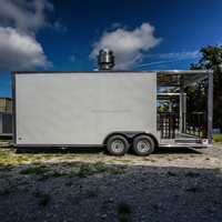 Remorque alimentaire de 14 pieds avec véranda, camion mobile avec espace grill pour la vente de frites et tacos en extérieur, idéal pour les entreprises de restauration de rue aux États-Unis et en Europe