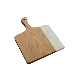 Custom Acacia Wood and White Marble Serving Board with Handle Meats Breads Cheese Charcuterie Kitchen Cutting Boards Plate Tray