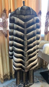 Cappotti di lusso di pellicce splendide per donna <span class=keywords><strong>cappotto</strong></span> di pelliccia di cincillà reale giacca lunga Oversize di cincillà di moda invernale - Product Image 4