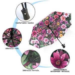 Manual 3 Fold Auto Close Wind Resistant Windproof Compact Collapsible Light Folding Small Travel Iron <b>Frame</b> Umbrella for Rain - Product Image 4