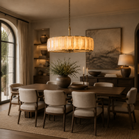 Lustre moderne en acier et laiton avec abat-jour en albâtre, réglable en hauteur, pour l'éclairage de la maison, de la villa, du salon, luminaire suspendu