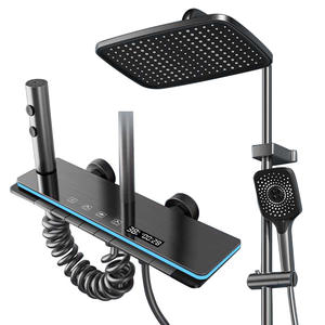 Juego de Ducha con Pantalla Digital Rectangular, Acabado Plateado, YP 263, Gris Metálico Mate, Kit Completo para Baño con Ducha de Lluvia Oculta - Product Image 4