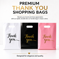 Sac de courses en plastique PE imprimé « Merci » pour la vente en gros, solide, léger, pour l'épicerie et les plats à emporter