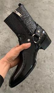 Botines <span class=keywords><strong>Chelsea</strong></span> para Hombre Zapatos de Alta Calidad Botas de Punta Aguda con Cierre de Piel Genuina de Vaca - Product Image 4