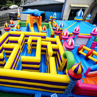 Parcours d'obstacles gonflable géant JIALE pour enfants, en PVC, dimensions 12m*12m*5m, utilisation intérieure/extérieure, logo et couleur personnalisés imprimés