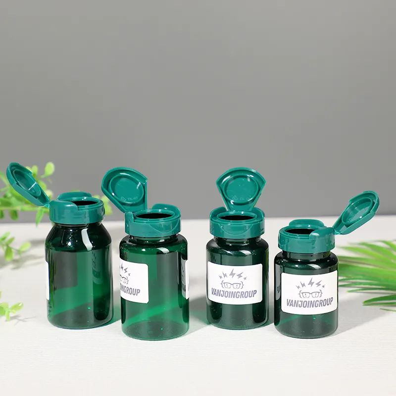 50ml 80ml 100ml 120ml Leere grüne benutzer definierte Logo-Etikett Pille Tablette Plastik flasche für Medizin flaschen Paket