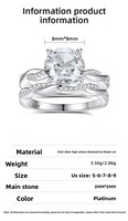 Bague de luxe en argent sterling S925 avec diamant à haute teneur en carbone, double anneau Möbius torsadé deux-en-un, style élégant