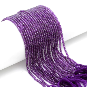 Perles rondes en améthyste violette facettées de 4 mm, 100 % naturelles, de haute qualité, pierres précieuses faites à la main, fabrication de bijoux, tiers - Product Image 3