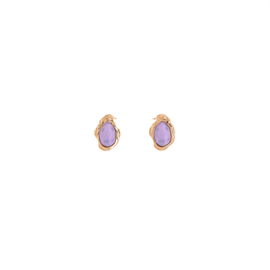 Pendientes de Moda con Piedras, Acero Inoxidable 316L, Baño de Oro PVD, Piedra Morada, Sostenibles y Resistentes - Product Image 2