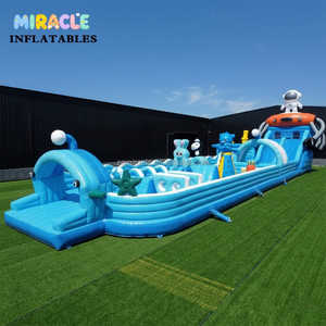 Château gonflable géant, toboggan gonflable mobile en PVC de 0,55 mm, parc d'attractions gonflable pour fête en plein air - Product Image 1