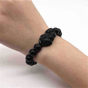 Pulsera de Moda Feng Shui con Cristal Negro PiXiu para Hombre y Mujer, 8mm 10mm 12mm 14mm, Pulsera de la Buena Suerte con Cuentas Negras - Product Image 6