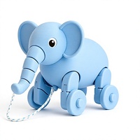 Juguete de Elefante con Ruedas Impreso en 3D con Tecnología FDM, de PLA, para Niños, con Cuerda para Jalar, Personalizado OEM