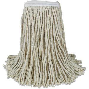 Boardwalk BWKCM20020 20 Oz. White Cotton <b>Mop</b> <b>Heads</b> Cut-End Banded Design 12/Carton - Product Image 1