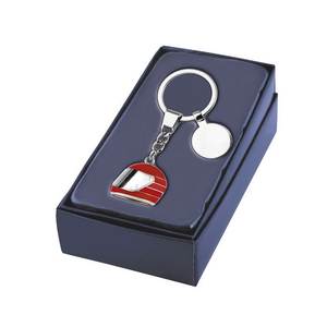 Llavero Rojo con Accesorio de Casco y Moneda para Motocicletas - Product Image 1