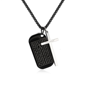 Mens <span class=keywords><strong>Del</strong></span> <span class=keywords><strong>Cane</strong></span> In Acciaio Inox Tag Bible Verse Cristiana Religiosa Croce Collana Dei Monili - Product Image 1