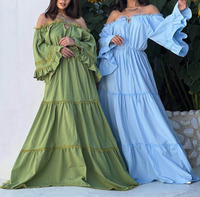 Vente en gros sur mesure Robes bikini d'été décontractées grande taille pour femmes Robe maxi longue de plage en dentelle à épaules dénudées pour dames