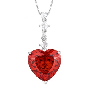 Retro Design Eco-friendly Copper 20*20mm Heart Cut Red Cubic Zirconia Jewelry Heart <b>Locket</b> Necklace for Women Anniversary Gift - Product Image 1