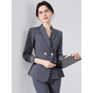 Women's Professional Suit Set Three Quarter Sleeve Anti-Wrinkle Wool Blend Office Lady Workwear Interview Business Attire - Product Image 2