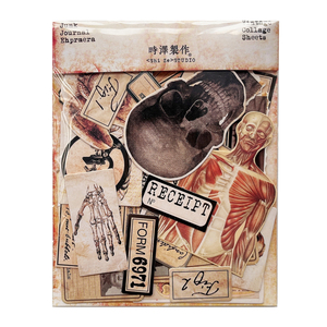Matériel de scrapbooking DIY vintage : tissu, carton, photos, pour décoration d'albums, journaux, Happy Planner et projets de création sur le thème de l'anatomie et du macabre. - Product Image 1