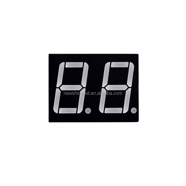 NEWSHINE XH-5621BBW 0.56" White Diffused 2-Digit 7-Segment LED Display Common Anode 25x19mm Black Surface Indoor Use 95mcd/chip