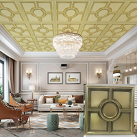 Plaque de plafond carrée 3D en relief métallique, panneau de plafond en PVC imperméable, décoration de luxe pour le design des plafonds des hôtels, des halls et des restaurants