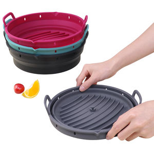 Custom 8.5 Inch 22CM Reusable Non-stick <b>Silicone</b> Oven Baking Tray Foldable Pan <b>Air</b> <b>Fryer</b> <b>Basket</b> <b>Air</b> <b>Fryers</b> Liner <b>Silicone</b> Pot - Product Image 5