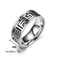 Nouvelle bague classique pour homme en acier inoxydable noir antique de 8 mm de largeur, vente en gros, dropshipping, cadeau