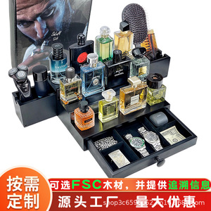 Men's Fragrance Storage Rack With Drawers Jewelry Watch Organizer <b>Desktop</b> Cosmetic Organizer Rectangle Black Standing Type 4 - Product Image 3