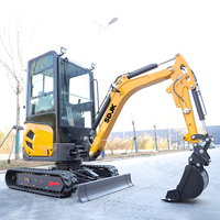 Nueva Excavadora Pequeña SDJK con Certificación CE y EPA, Mini Excavadora Euro 5 con Cucharón de Agarre, Motor Importado