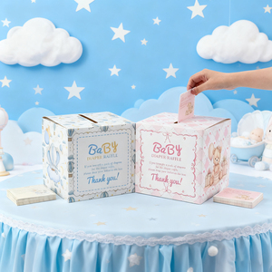 Custom Printed Baby Shower Games Gender Reveal <strong>Party</strong> <strong>Invitation</strong> Insert Card Game Diaper Raffle Card Box with Cards - Product Image 5