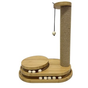Bambù 3 livelli Roller Ball Tower <span class=keywords><strong>Cat</strong></span> Ball Track con giocattolo interattivo gatto fai da te cerchio divertente giocattolo di bambù gatto giocattolo