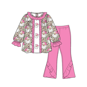 Conjunto de ropa navideña para niñas, túnica de camuflaje caqui, pantalón con parte inferior acampanada, conjunto de ropa de otoño e invierno - Product Image 2