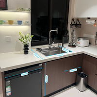 Buffet moderne de luxe en bois avec tiroirs de rangement, armoire minimaliste pour salle à manger, idéal pour projets haut de gamme et villas