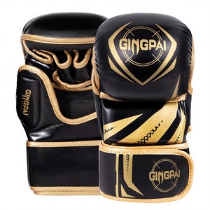 Gants de boxe professionnels en cuir PU avec logo personnalisé pour Sanda, Muay Thai, MMA, à fermeture, demi-doigts, pour arts martiaux mixtes - Product Image 2