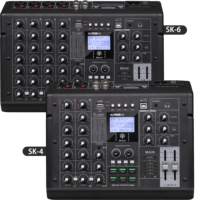 Console de mixage audio numérique professionnelle SK6 avec 24 effets DSP, 6 canaux, carte son intégrée, construction en métal et plastique pour utilisation sur scène