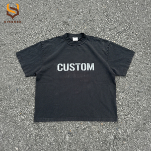 T-shirt imprimé personnalisé en coton épais 100 % pour homme, grande taille, coupe oversize, avec logo graphique streetwear de haute qualité - Product Image 1