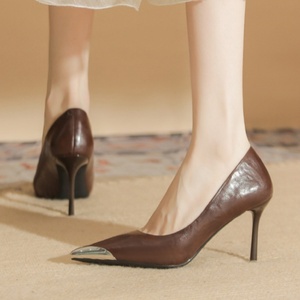 Zapatos de Novia Sexys de Verano Estilo Francés para Mujer con Diseños de Cristales y Diamantes, Tacones de Aguja con Plataforma Gruesa, Cuero Genuino - Product Image 6