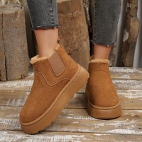 Bottines à enfiler brossées pour femmes, doublure en peluche, soufflet élastique, semelle épaisse, chaussures d'hiver décontractées pour le quotidien