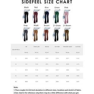 2025 femmes x-large vert velours côtelé Flare pantalon taille moyenne élastique cloche bas pantalon respirant pantalons de survêtement coloré lavage - Product Image 6