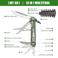 Couteau pliant multifonction Xhandle MT-80 vert armée 13 en 1 en acier inoxydable avec ciseaux et pinces pour la survie en plein air