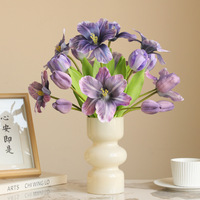 Tulipes artificielles en soie réalistes de haute qualité en gros, nouveau design, bouquet de tulipes ouvertes pour mariages, Saint-Valentin, Pâques, Thanksgiving