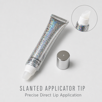 Tube de baume à lèvres holographique personnalisé 15 ml, tube cosmétique souple vide pour brillant à lèvres avec applicateur à pointe inclinée et bouchon à vis